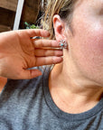 Zuni Cluster Earrings – Small Turquoise Flower in Sterling Silver