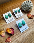 Stud Earrings - Turquoise oval stud earrings