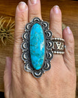 Long Ring- size 9 - Kingman Turquoise ring & Sterling Silver