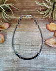 Black Onyx Heishi Choker – 14.5" with Sterling Silver Beads