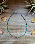 14-Inch Antique Silver Seed Bead Necklace with Turquoise Heart