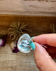 Cowboy Hat Ring with Kingman Turquoise – Triple Stone – Size 7.5 – Sterling Silver