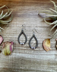 Smaller Sterling saucer Silver Pearls earrings teardrop - With Pink Conch