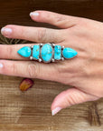 Big Ring- adjustable- Sonoran turquoise ring & sterling silver