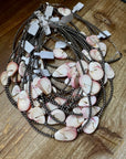 Sterling Silver Choker – 3 Flat Pink Conch Teardrops – 14.5" Approx.