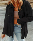 Textured Contrast Flap Pocket Shacket