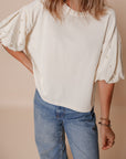 Sylvia Pearled Puff Sleeve Loose Top