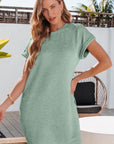 Jolie Textured Crinkle Short Sleeve T-Shirt Dress