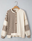 Stripe Patchwork Long Sleeve Henley Top
