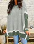 Stripe Colorblock Patchwork Dolman Sleeve Sweater