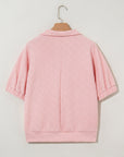 Stripe Contrast Collar Textured Blouse