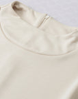 Solid Zip Up Back Crewneck Top