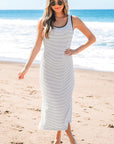 Hana Stripe Criss Cross Slim Fit Midi Dress