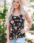 Fallon Floral Spaghetti Straps Strappy Back Tank Top
