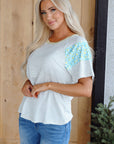 Chana Stripe Floral Sleeves Top