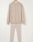 Solid Side Slit Sweatshirt and Leggings Set