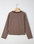 Ember Stripe Ribbed Cropped Crew Neck Top