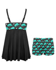 Turquoise Hat Swim Dress & Shorts Set