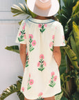 Paloma Floral Short Sleeve Split Neck Loose Mini Dress