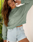 Floral Patch Raw Edge Drop Shoulder Top
