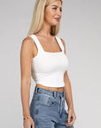Cotton Square Neck Cropped Cami Top