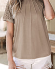 Milan Seamed Detail Contrast Lace Raglan Sleeve Tee