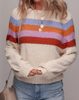 Ayla Striped Color Block Loose Sleeve Chic Sweater