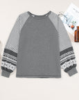 Stripe Patchwork Raglan Long Sleeve Top