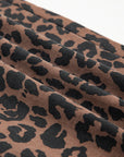 Leopard Denim Frayed Hem Midi Skirt