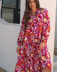Alina Collared Tiered Long Dress