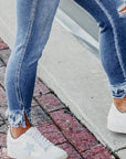 Macie Distressed Frayed Ankle Skinny Jeans