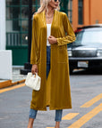 Velvet Open-Front Pocketed Cardigan