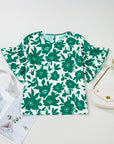 Mavis Floral Ruffled Short Sleeve Loose Blouse