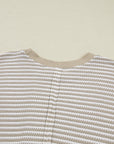 Plus Size Stripe Knit Ribbed Long Sleeve Top