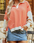 Colorblock Collared Drop Shoulder Sweatshirt