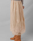 Vivienne Embroidered Mesh Overlay Long Skirt