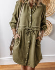 Harmony Textured Button Up Dual Tied Dress