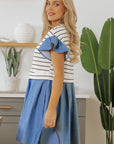 Danna Stripe Ruffle Denim Dress