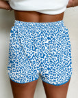 Leopard Contrast Trim Drawstring Shorts