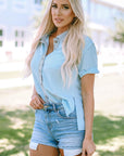 Jamie Waffle Knit Short Sleeve Buttoned Shirt