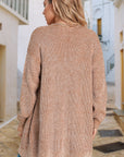 Solid Knit Open-Front Pocketed Cardigan