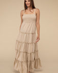 Woven Smocked Top Tiered Cami Maxi Dress