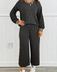 Leopard Corded Knit Top and Pants Set