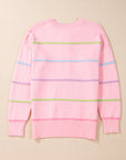 Miriam Stripes Baggy Henley Sweater