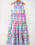 Lottie Floral Print Frilly Neck Sleeveless Tiered Maxi Dress