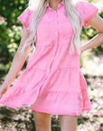 Kylee Ruffle Sleeve Tiered Chambray Dress