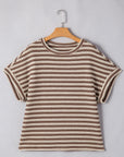 Abby Stripe Textured Side Slits Top