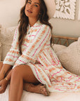 Winnie Bracelet Sleeve Slit Neck Ruffled Loose Dress