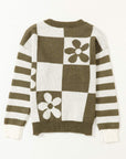 Checker Floral Stripe Patchwork Sweater