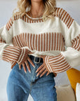 Stripe Patchwork Drop Shoulder Sweater